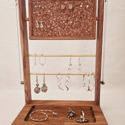 Schmuckständer, Organizer, Eiche, Spiegel, Schmuckaufbewahrung