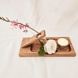 Dekoständer aus Holz mit Reagenzglas, Dekoration, Teelichtständer