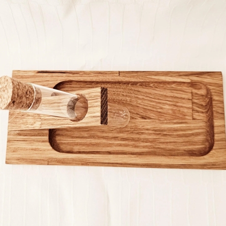 Dekoständer aus Holz mit Reagenzglas, Dekoration, Teelichtständer