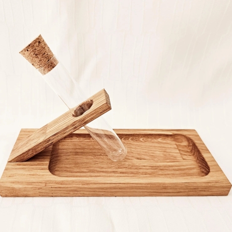 Dekoständer aus Holz mit Reagenzglas, Dekoration, Teelichtständer
