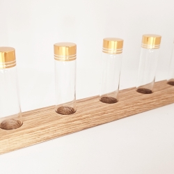 Dekoständer aus Eichenholz mit 5 Schraubgläsern, Gewürzständer, 
