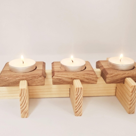 Teelichthalter-Puzzle aus Holz, Kerzenhalter, Kerzenständer, 
