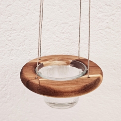 Windlichtring zum Aufhängen, Teelichthalter aus Akazien-Holz