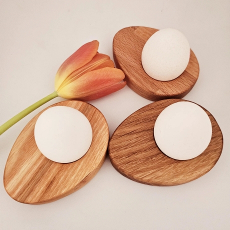 Eierhalter aus Holz, Ostern, Dekoration, Eierbecher, Eiche