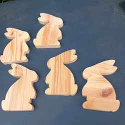 Hasen aus Holz gefräst – 5er Pack