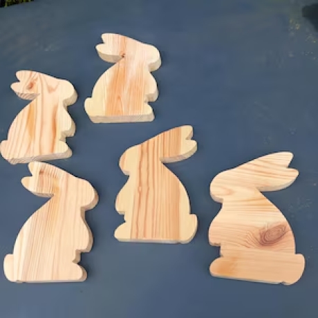 Hasen aus Holz gefräst – 5er Pack