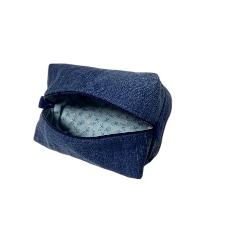 Kulturbeutel Boxy Bag gesteppt | Jeans Upcycling | groß