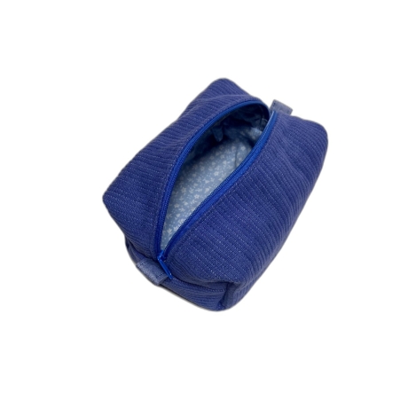 Kulturbeutel Boxy Blau | Cord | Kosmetiktasche 