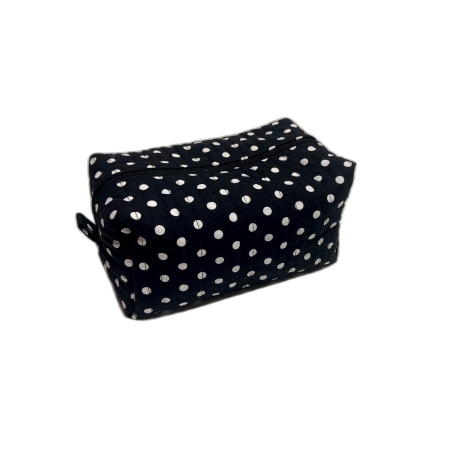 Kulturbeutel Boxy Bag Schwarz | Weiße Punkte | Aufbewahrung