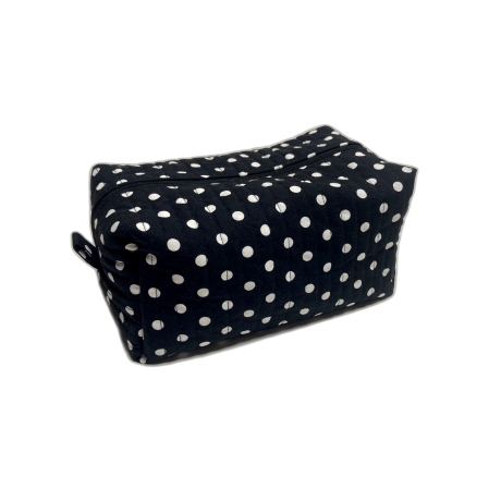 Kulturbeutel Boxy Bag Schwarz | Weiße Punkte | Aufbewahrung