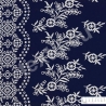 Baumwollgewebe Blaudruck Blumen Bordüren, Preis pro 0,5 lfdm