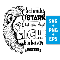 Druckdatei, SVG EPS PNG, Sei mutig und stark, Josua 1 9