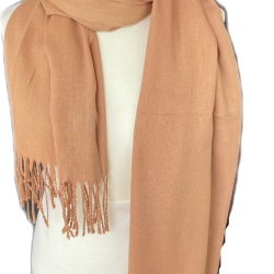 Leicht glänzender Baumwollschal, camel, 180 x 72 cm, neu