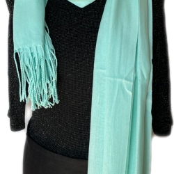 Leicht glänzender Baumwollschal, mint, 180 x 72 cm, neu