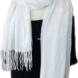 Leicht glänzender Baumwollschal, weiss, 180 x 72 cm, neu