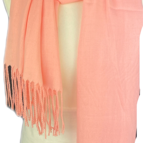 Leicht glänzender Baumwollschal, Koralle, 180 x 72 cm, neu
