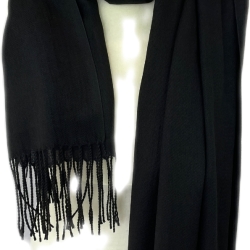 Leicht glänzender Baumwollschal, schwarz, 180 x 72 cm, neu