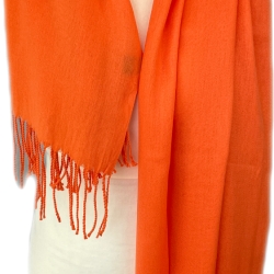 Leicht glänzender Baumwollschal, orange, 180 x 72 cm, neu