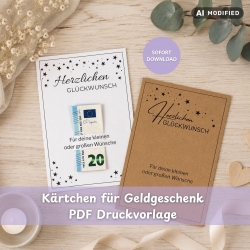 Geldgeschenk Vorlage – Karte für Geldschein zum Ausdrucken