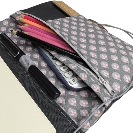 Organizer Canvas dunkelgrau - Kalenderhülle mit Federmäppchen