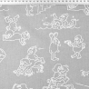 Baumwollstoff Grau Comic-Figuren Retro 100 x 160 cm