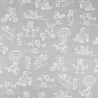 Baumwollstoff Grau Comic-Figuren Retro 100 x 160 cm