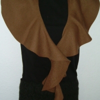 Kragenschal handgefertigt Walkloden 100% Wolle beige