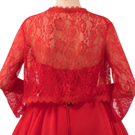 Festliches Bolero-Spitzen-Seiden-Jäckchen, rot, 36-38, neu