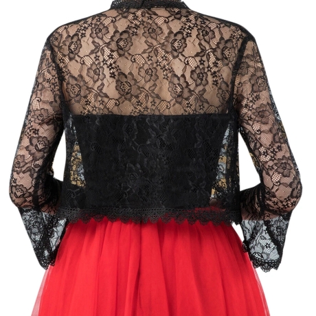 Festliches Bolero-Spitzen-Seiden-Jäckchen, schwarz, 36-38
