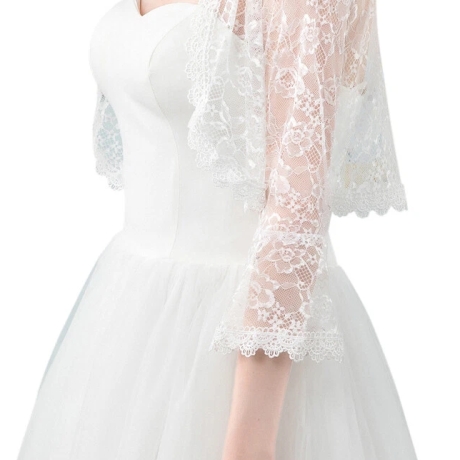 Festliches Bolero-Spitzen-Seiden-Jäckchen, , 36-38, weiss