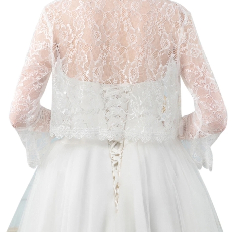 Festliches Bolero-Spitzen-Seiden-Jäckchen, , 36-38, weiss