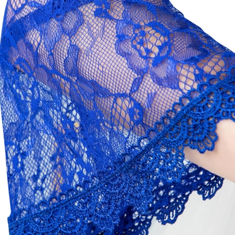 Festliches Bolero-Spitzen-Seiden-Jäckchen, , 36-38, blau, neu