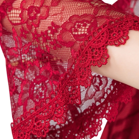 Festliches Bolero-Spitzen-Seiden-Jäckchen, , 36-38, weinrot