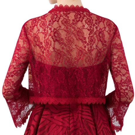 Festliches Bolero-Spitzen-Seiden-Jäckchen, , 36-38, weinrot