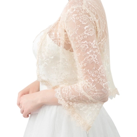 Festliches Bolero-Spitzen-Seiden-Jäckchen, , 36-38, elfenbein