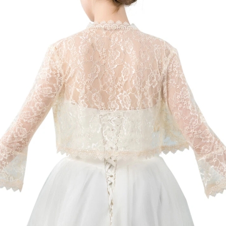 Festliches Bolero-Spitzen-Seiden-Jäckchen, , 36-38, elfenbein