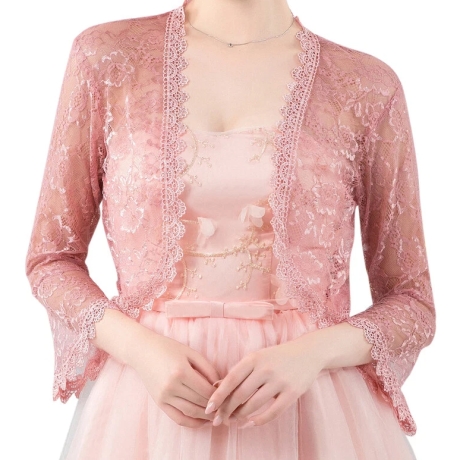 Festliches Bolero-Spitzen-Seiden-Jäckchen, , 36-38, pink