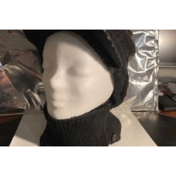 Wintermütze-Beanie mit Fleecefutter + Ohrenklappen, schwarz