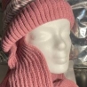 Damen-Winter-Beanie-Mütze, Bömmel + integrierter Schal, neu