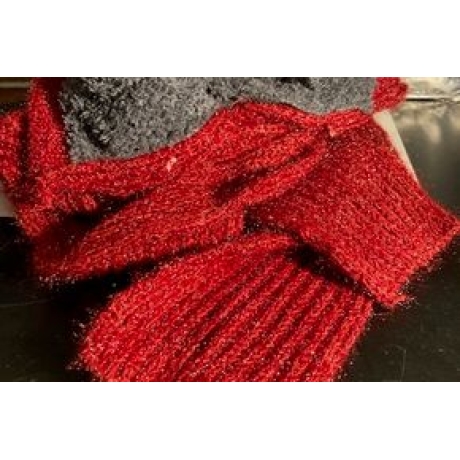 Damen-Winter-Beanie-Mütze mit integriertem Schal, rot, neu