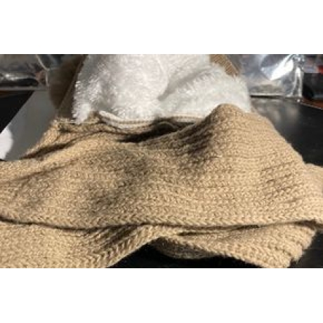 Damen-Winter-Beanie-Mütze mit integriertem Schal, beige, neu