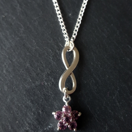Kette Purple Flower-Eternity Unendlichkeit Strass