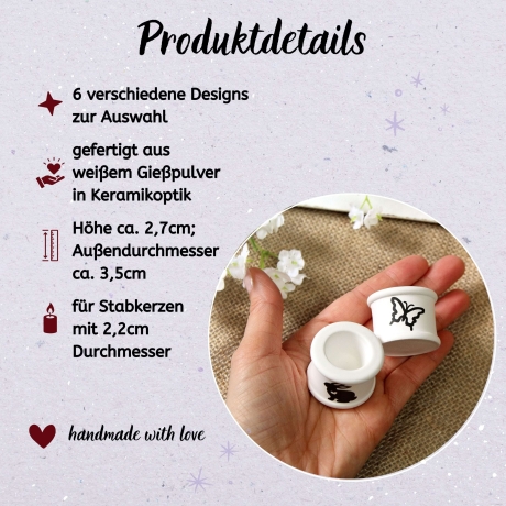 Kerzenhalter Stabkerzen Weiß Keramikoptik – Tischdeko zu Ostern