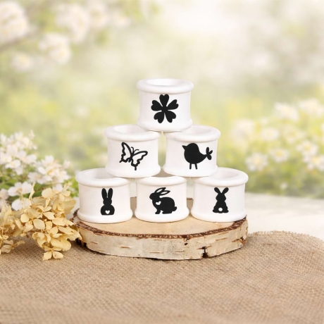 Kerzenhalter Stabkerzen Weiß Keramikoptik – Tischdeko zu Ostern