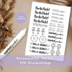 Kerzentattoo Vorlage – Herbstmotive als PDF zum Ausdrucken