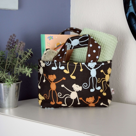Tasche für Kinder mit Tiermotiv – Punkte & Affen - Geschenkidee