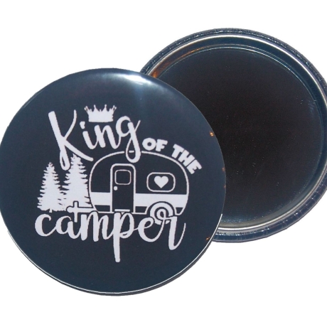 Taschenspiegel 59 mm Metall Spruch Camping Camper Wohnmobil