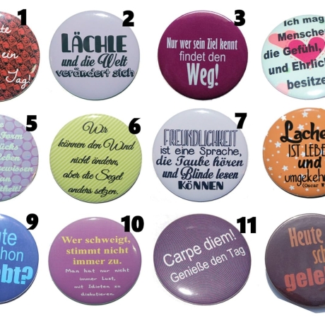 Weisheiten Zitate Buttonset 50 mm Anstecknadel 5 Stück Auswahl
