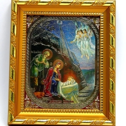 Ikone Geburt Christus, 14,5x12,5x1,7 cm, Holz, KL 07