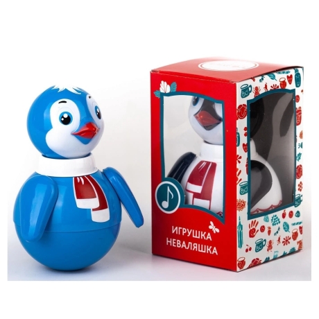 Musik-Wackelpuppe Pinguin mit Glöckchen, 15 cm, bunt